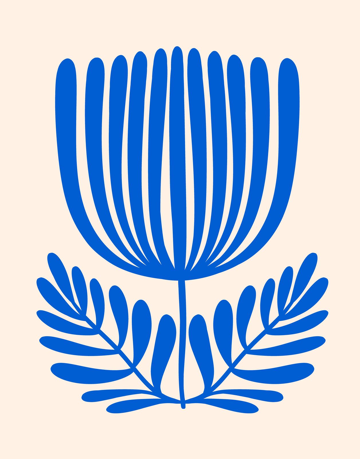 Poster - Blauw Botanisch Kunstwerk