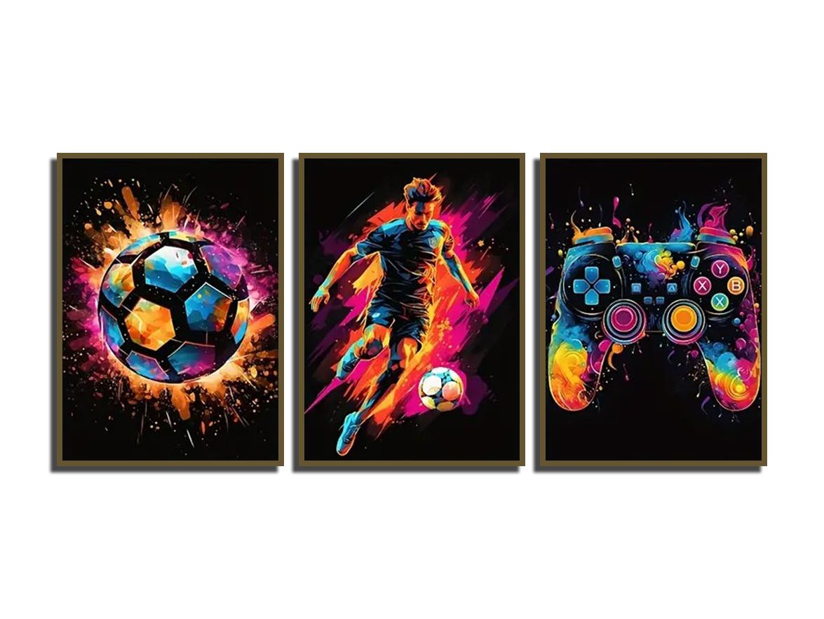 Poster - Kleurrijke Sport & Gaming / Set van 3