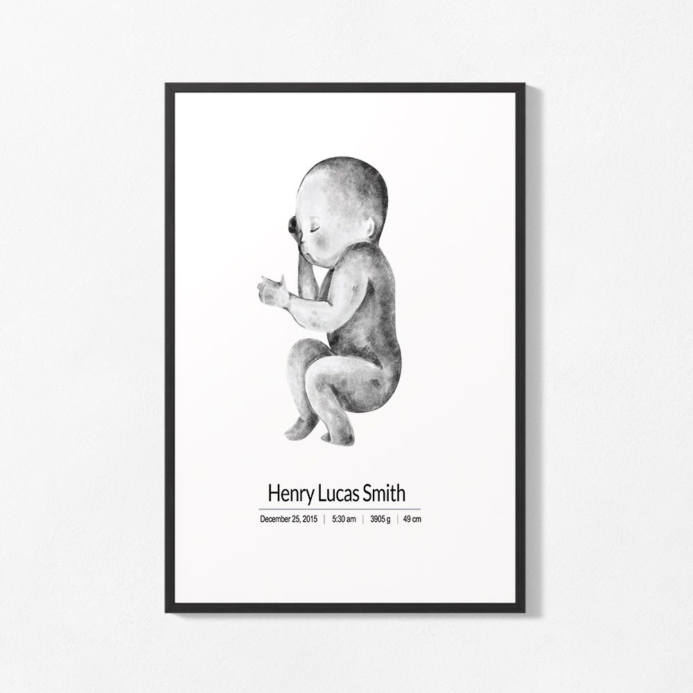 Gepersonaliseerde geboorteposter - Pasgeboren kunst