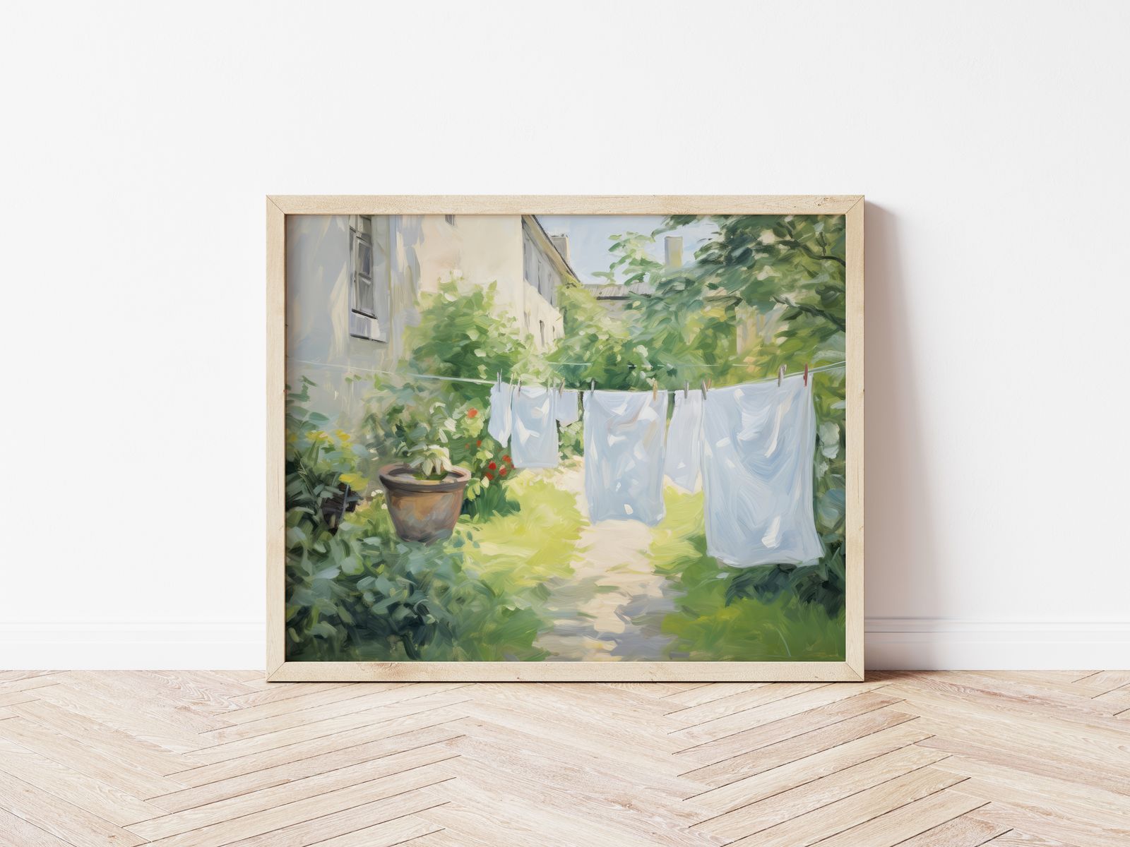 Poster - Wasgoed in de Tuin