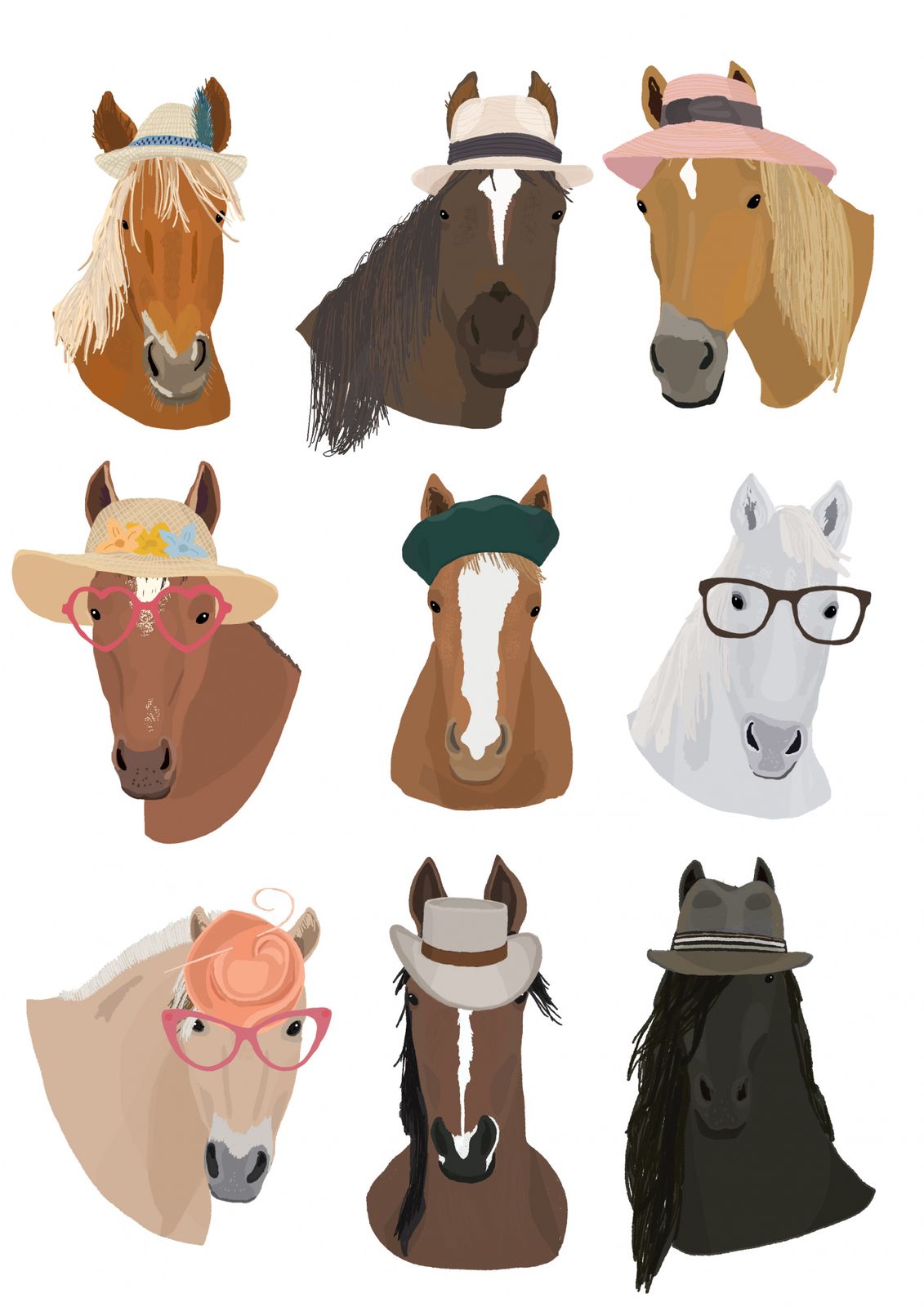 Poster - Grappige Paardengezichten