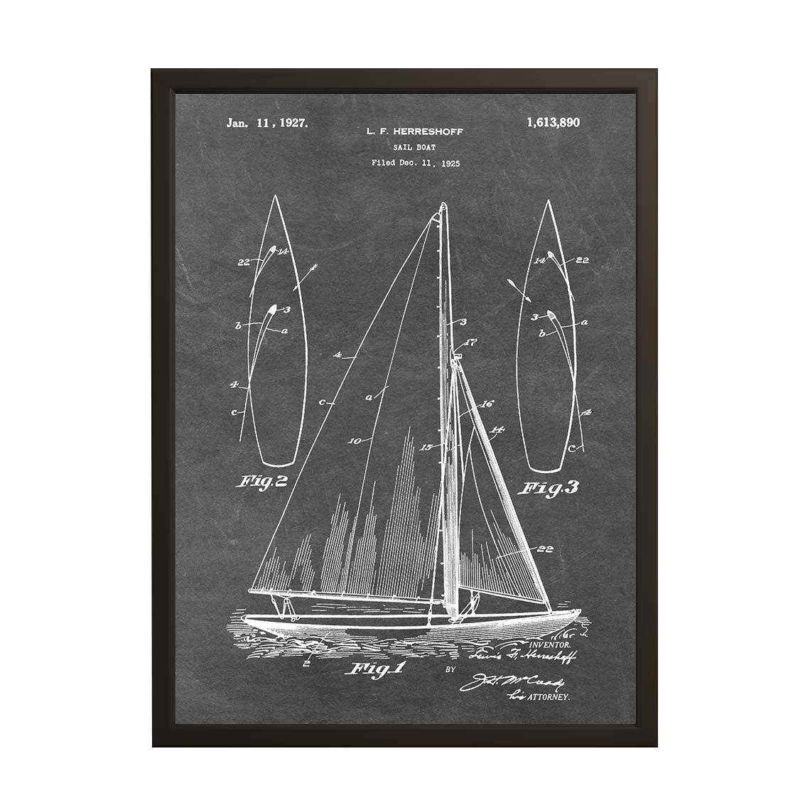 Patent Tekenposter - Zeilbootontwerp