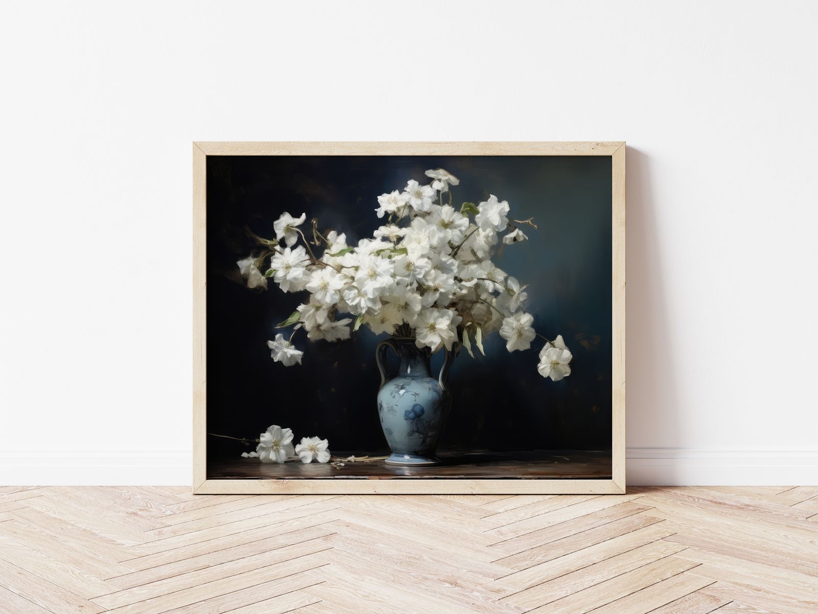 Poster - Witte Bloemen in Vaas