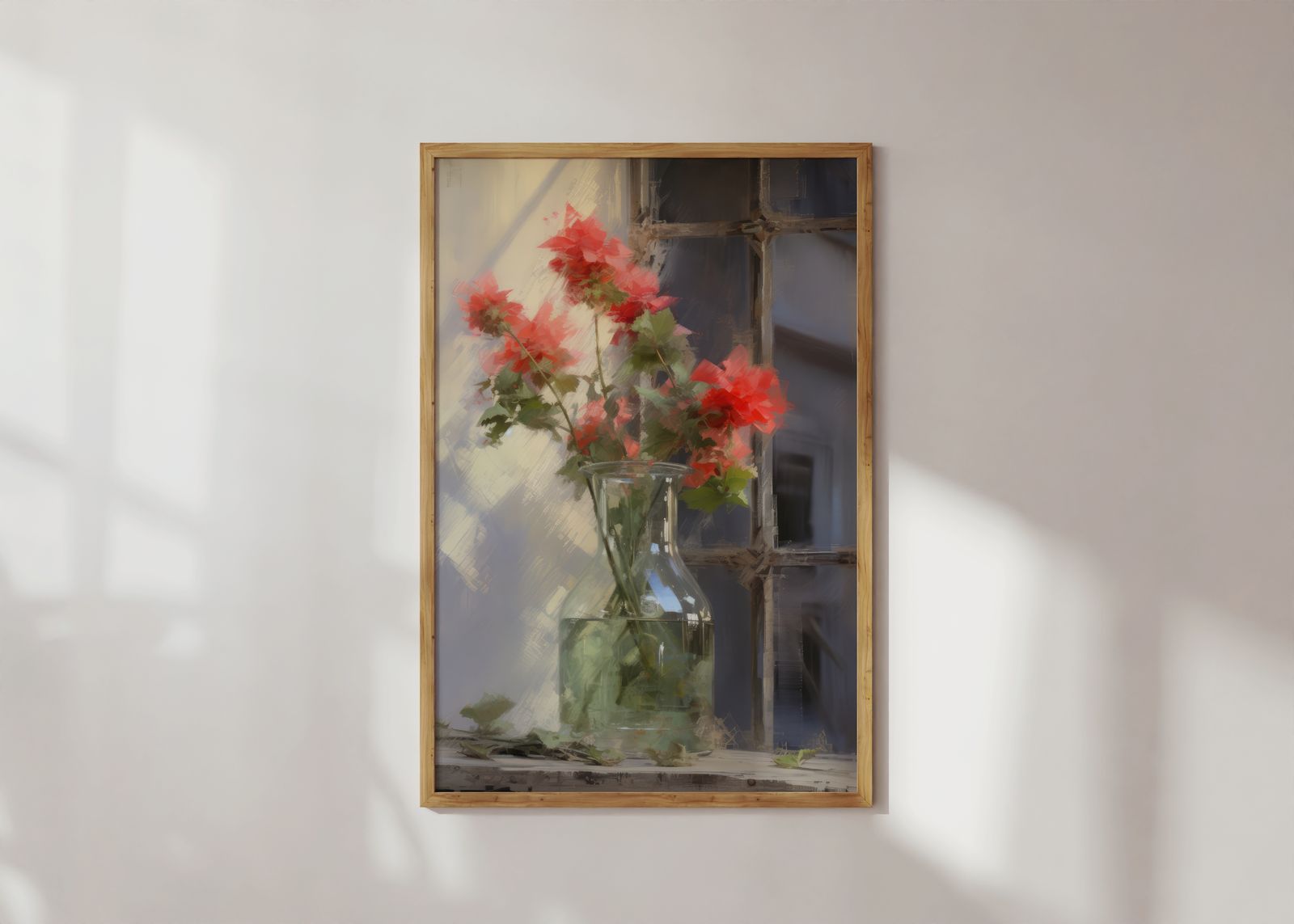 Poster - Bloemenvaas met Rode Bloemen
