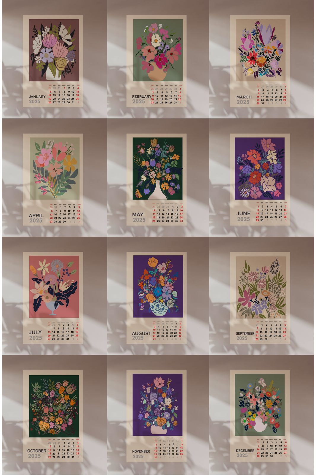 Poster - Bloem Kalender 2025 / Set van 12