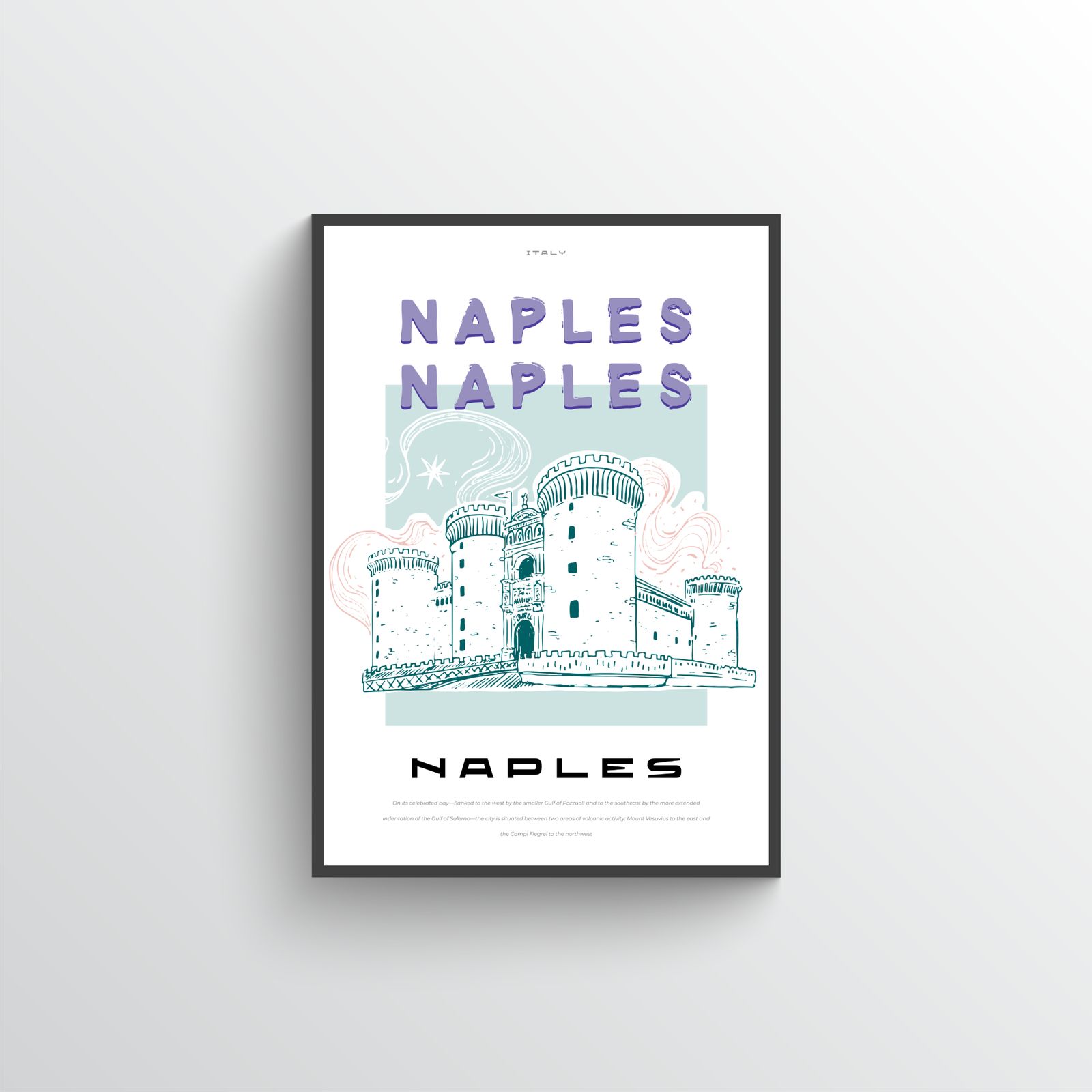 Napels Poster met Kasteel Illustratie