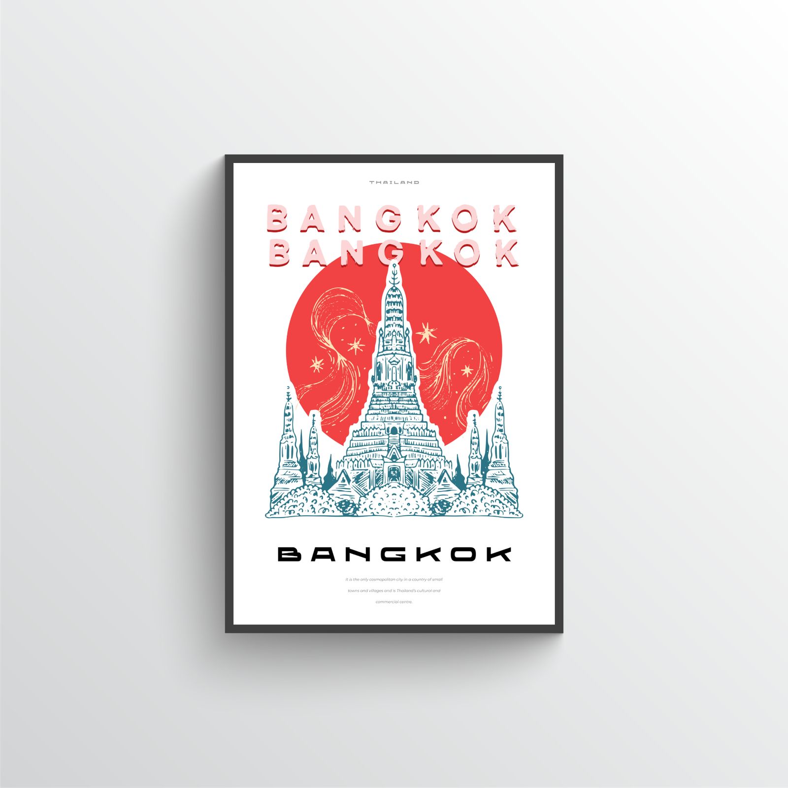 Bangkok Tempel Reiseposter