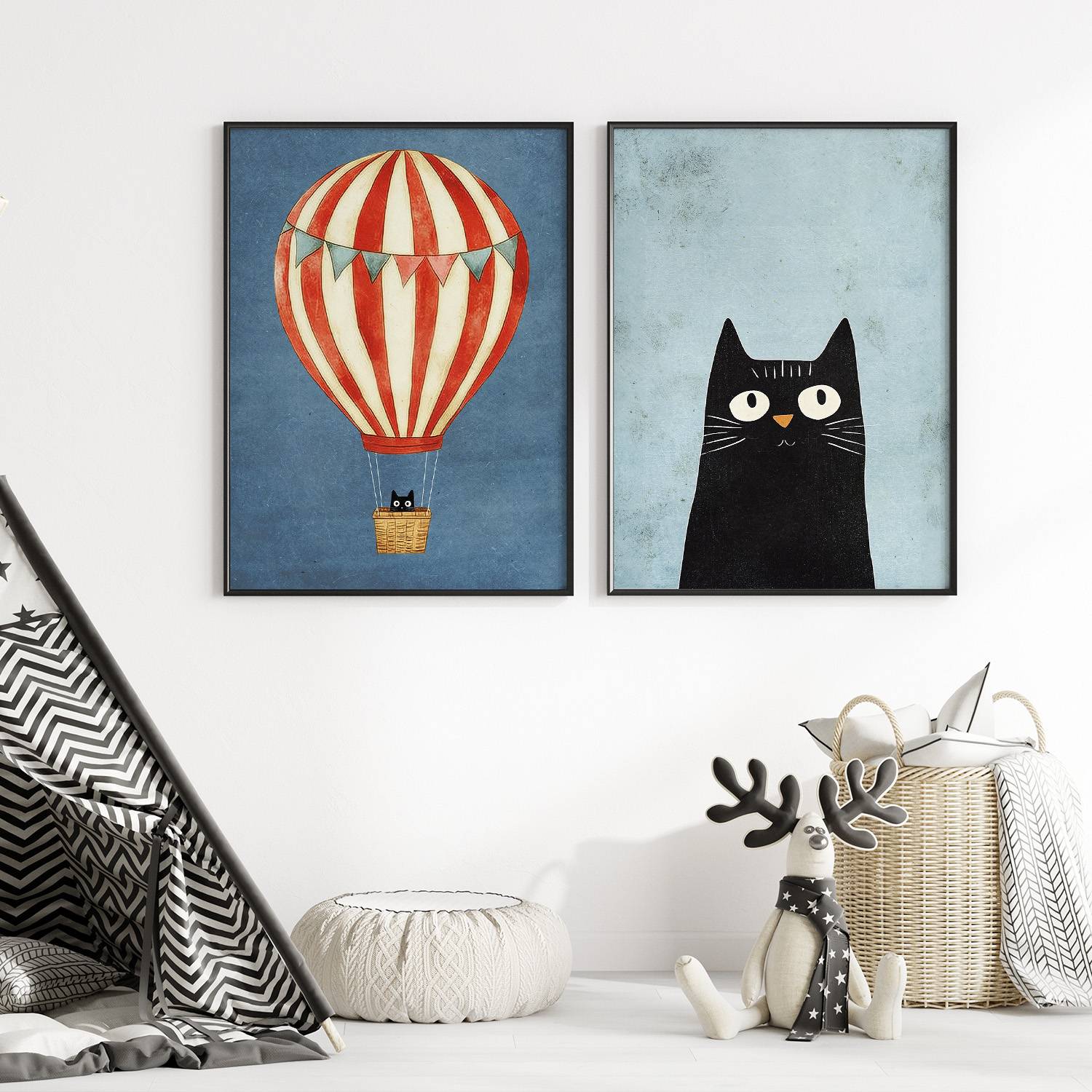 Poster - Kat en Ballon / Set van 2