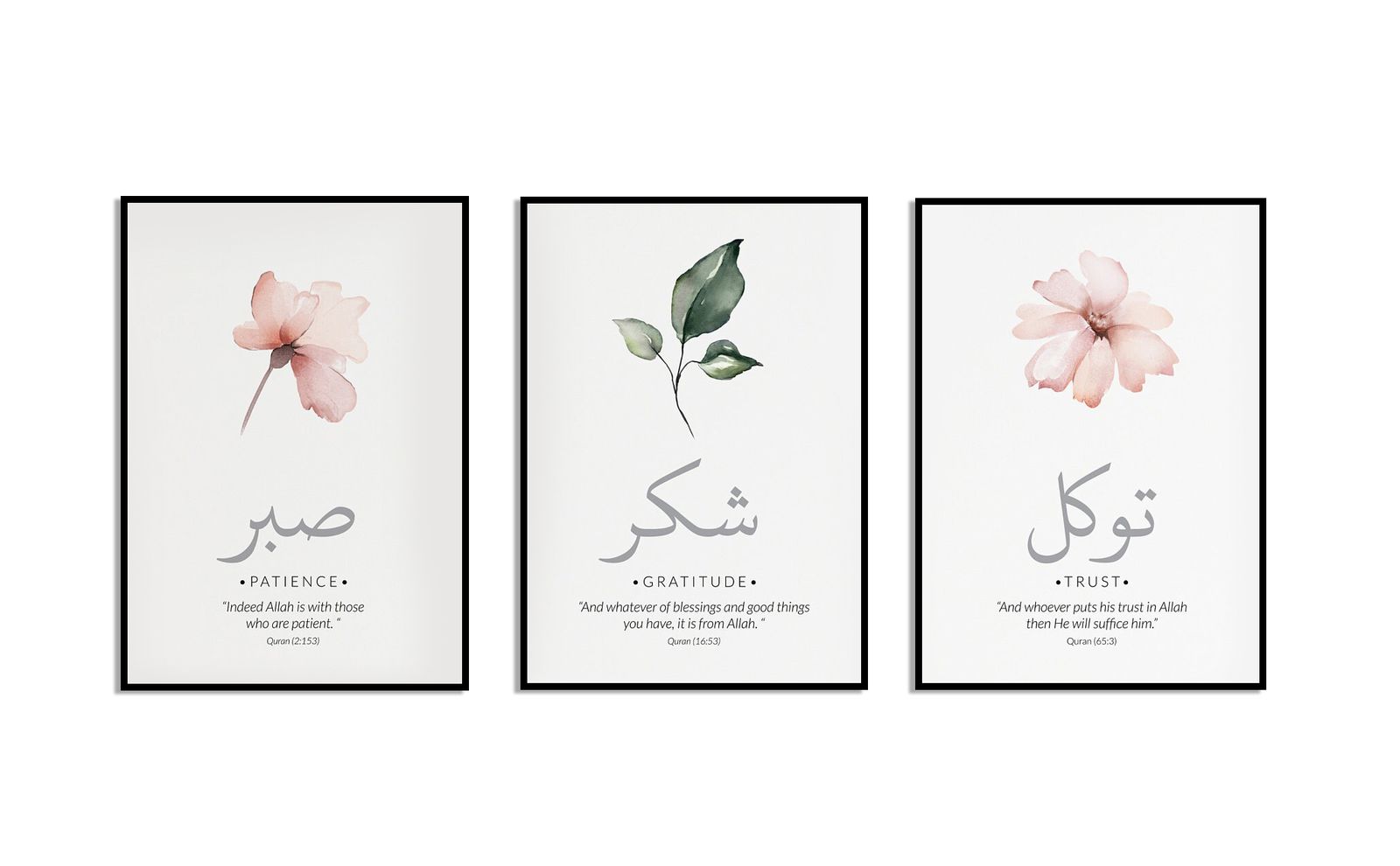 Geduld, Dankbaarheid, Vertrouwen Poster - Set van 3