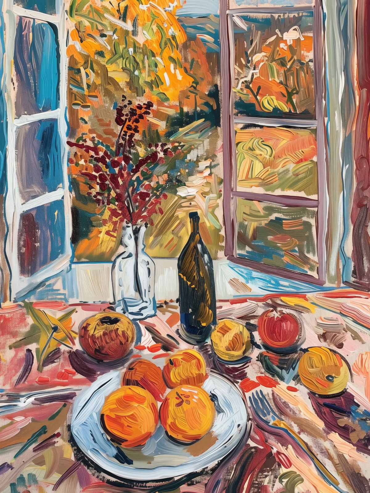 Poster - Fruit en Wijn Stilleven