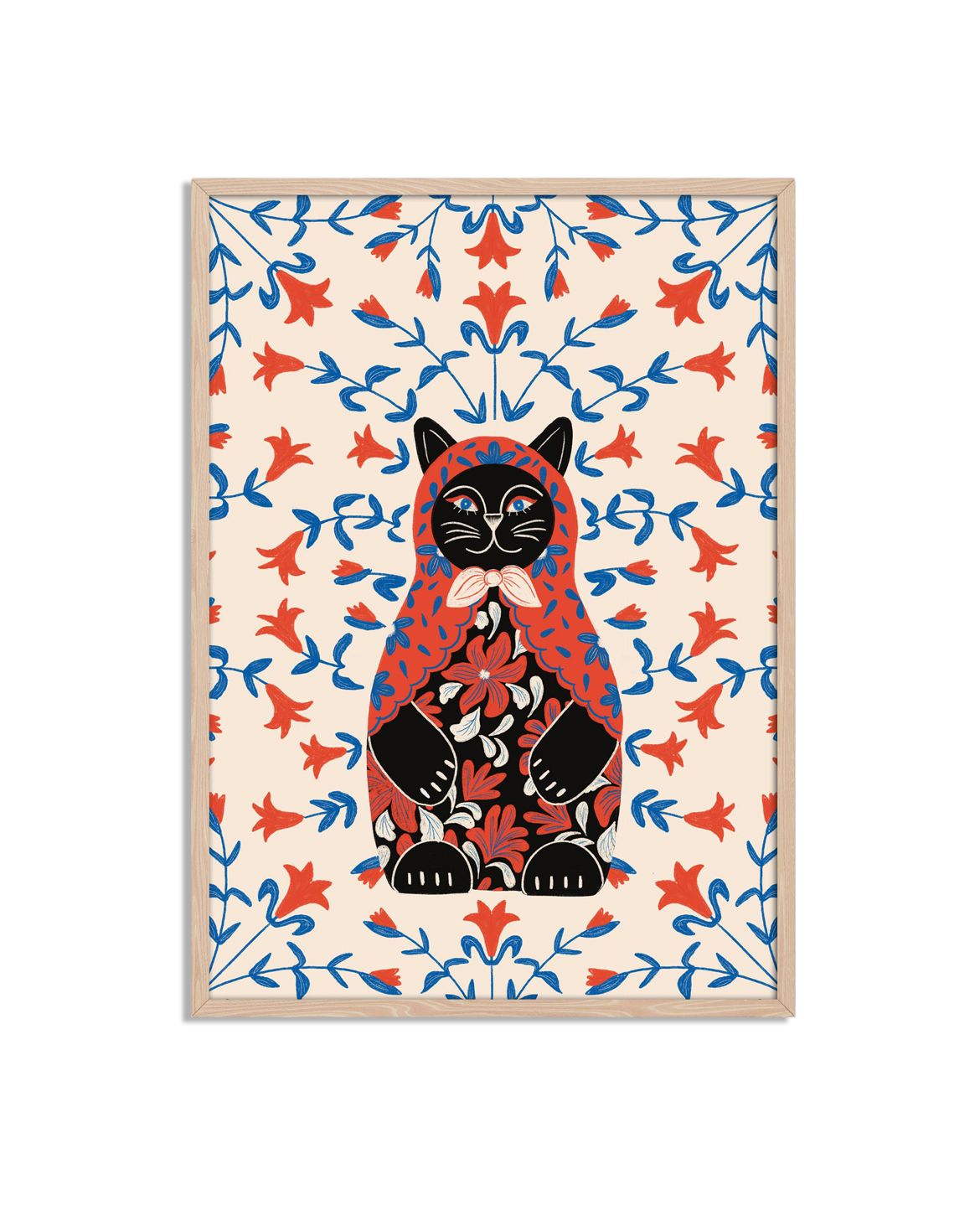 Bloemige Kat Poster