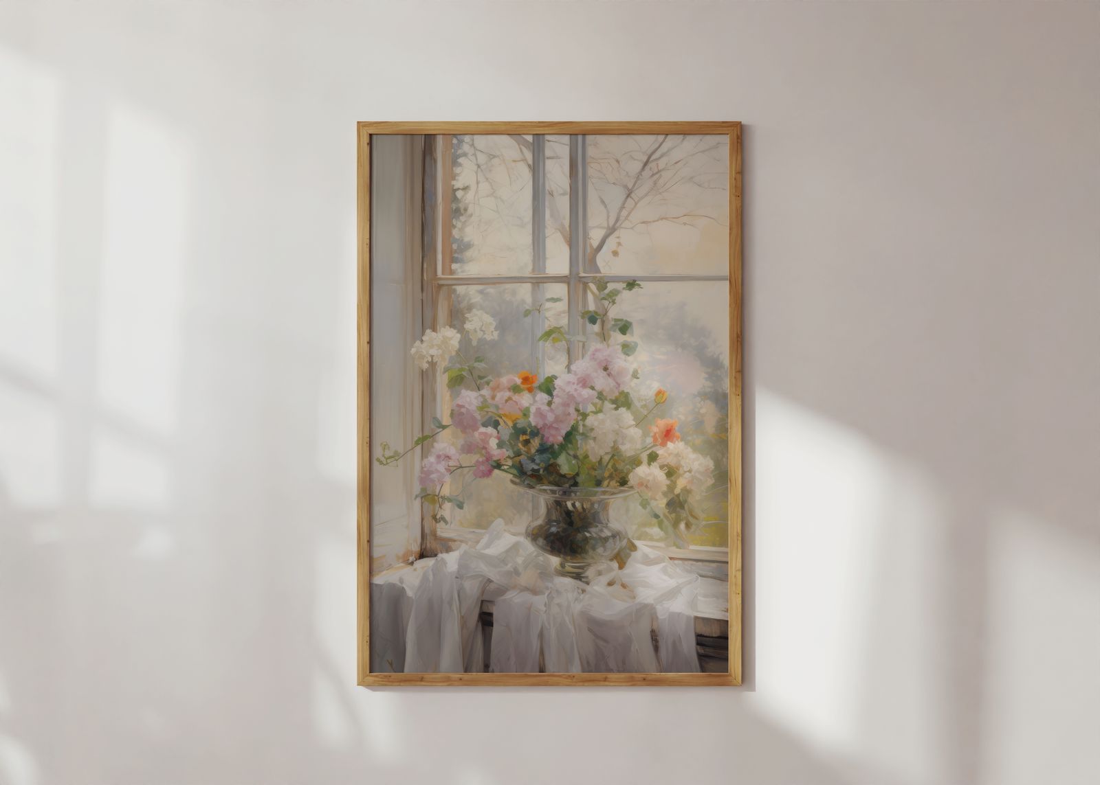 Poster - Bloemen bij het Raam