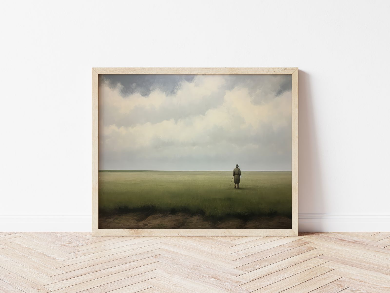 Poster - Man in het veld