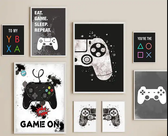 Posters - Gamen - Joysticks / Set van 8