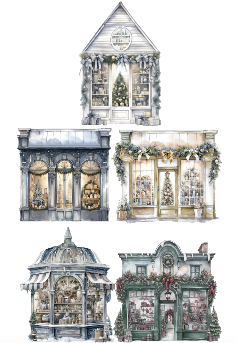 Muursticker - Kerstwinkels