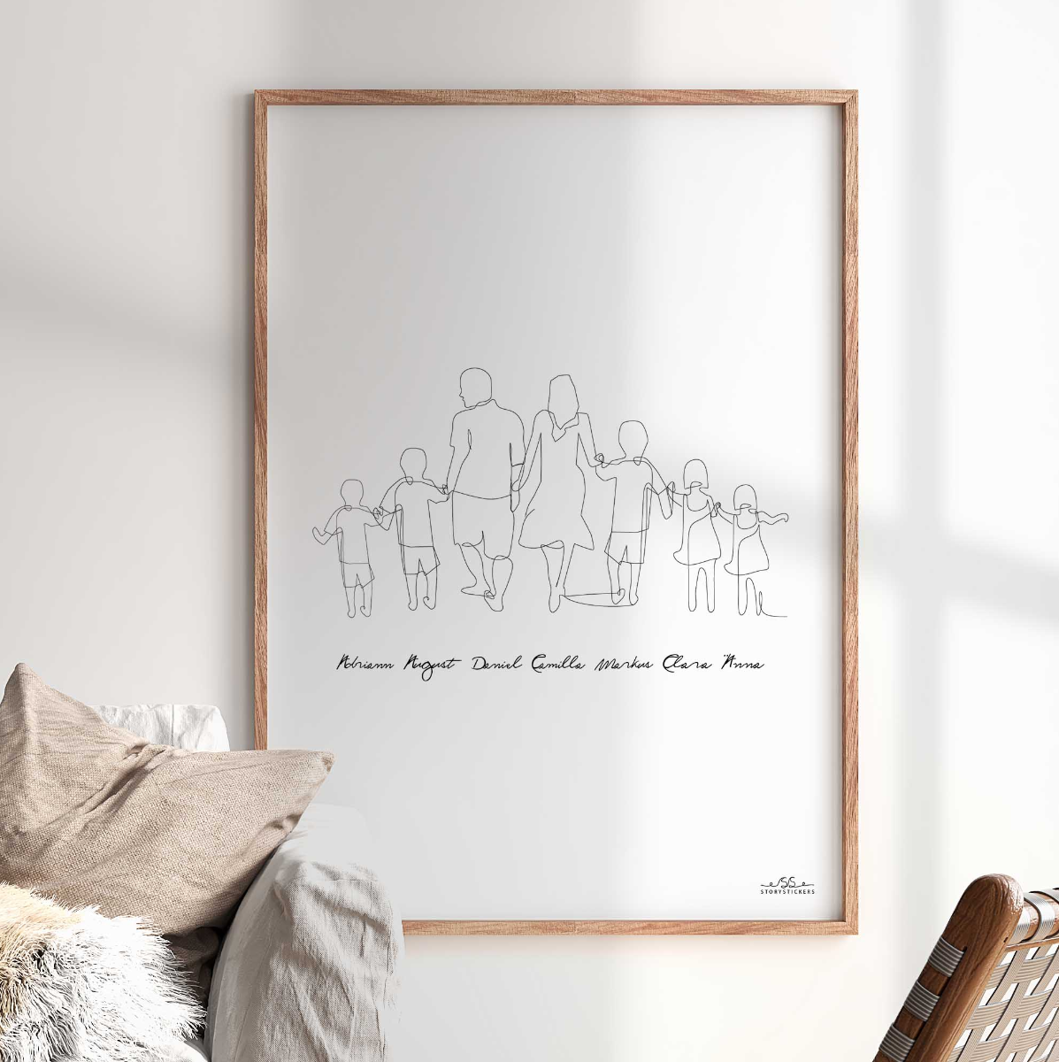 Poster - Familie / 5 kinderen / 3 jongens en 2 meisjes / Gepersonaliseerd