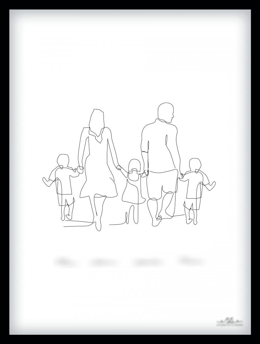 Affiche - Familie / 3 kinderen / 2 zonen en dochter / Gepersonaliseerd