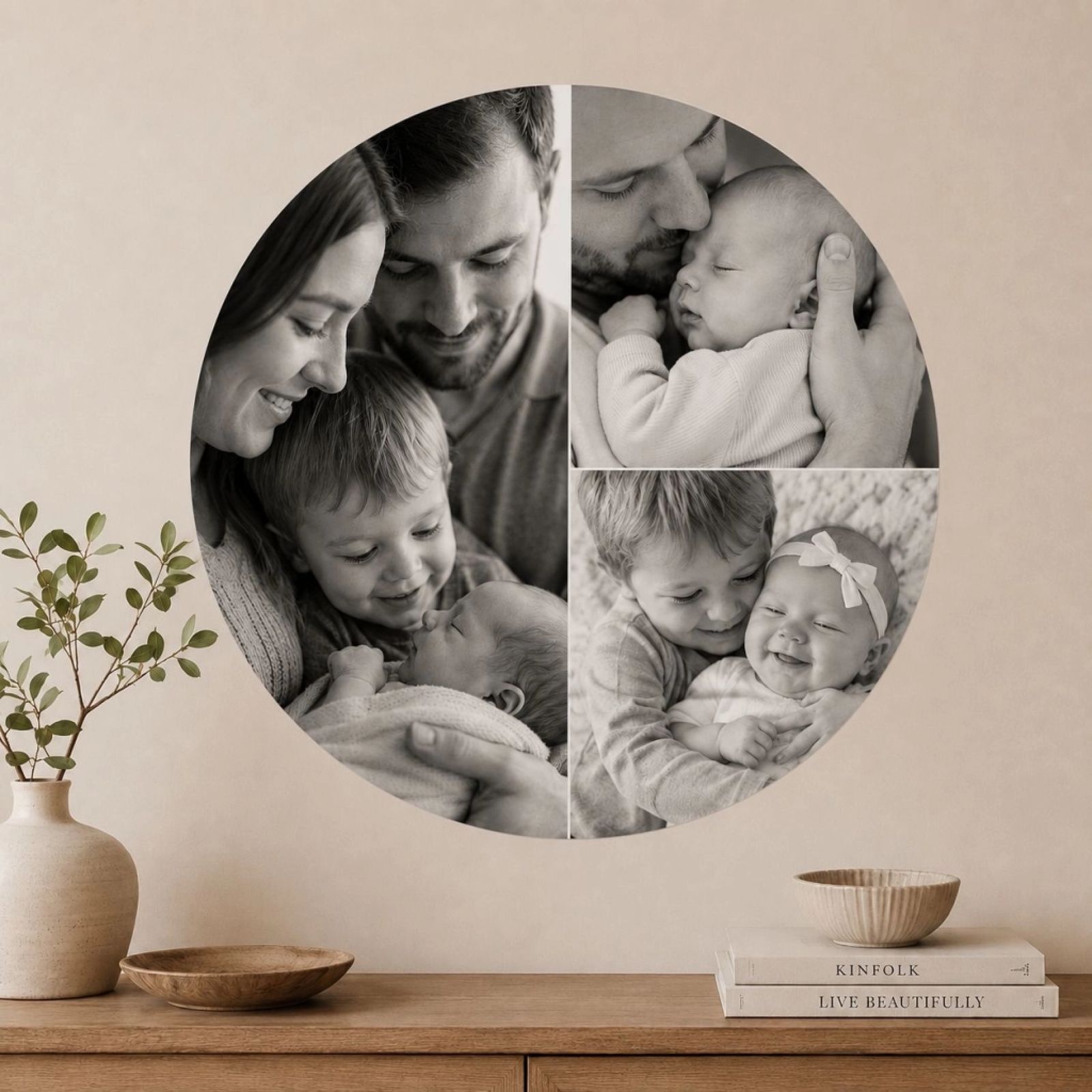 Gepersonaliseerde Cirkel Fotocollage Muursticker