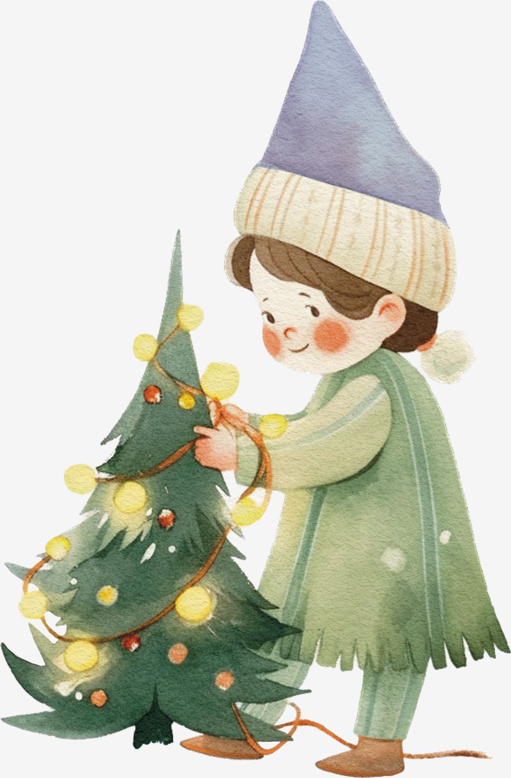 Sticker met Kind en Kerstboom