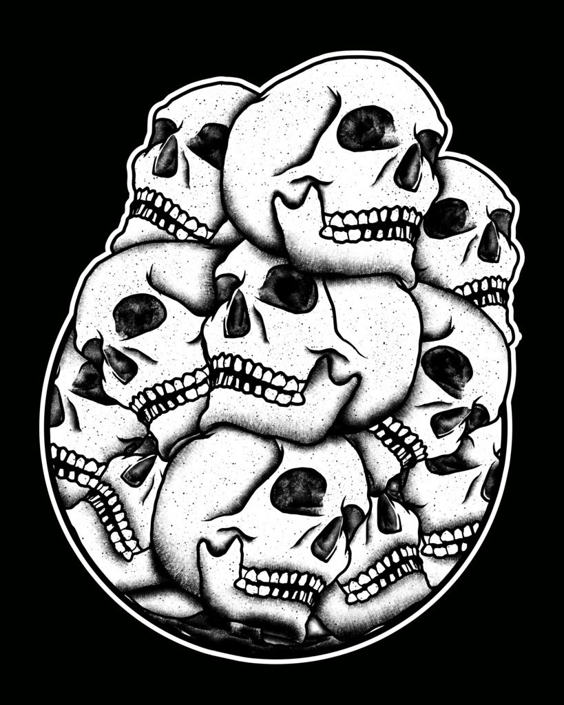 Sticker - Schedel Stapel Ontwerp