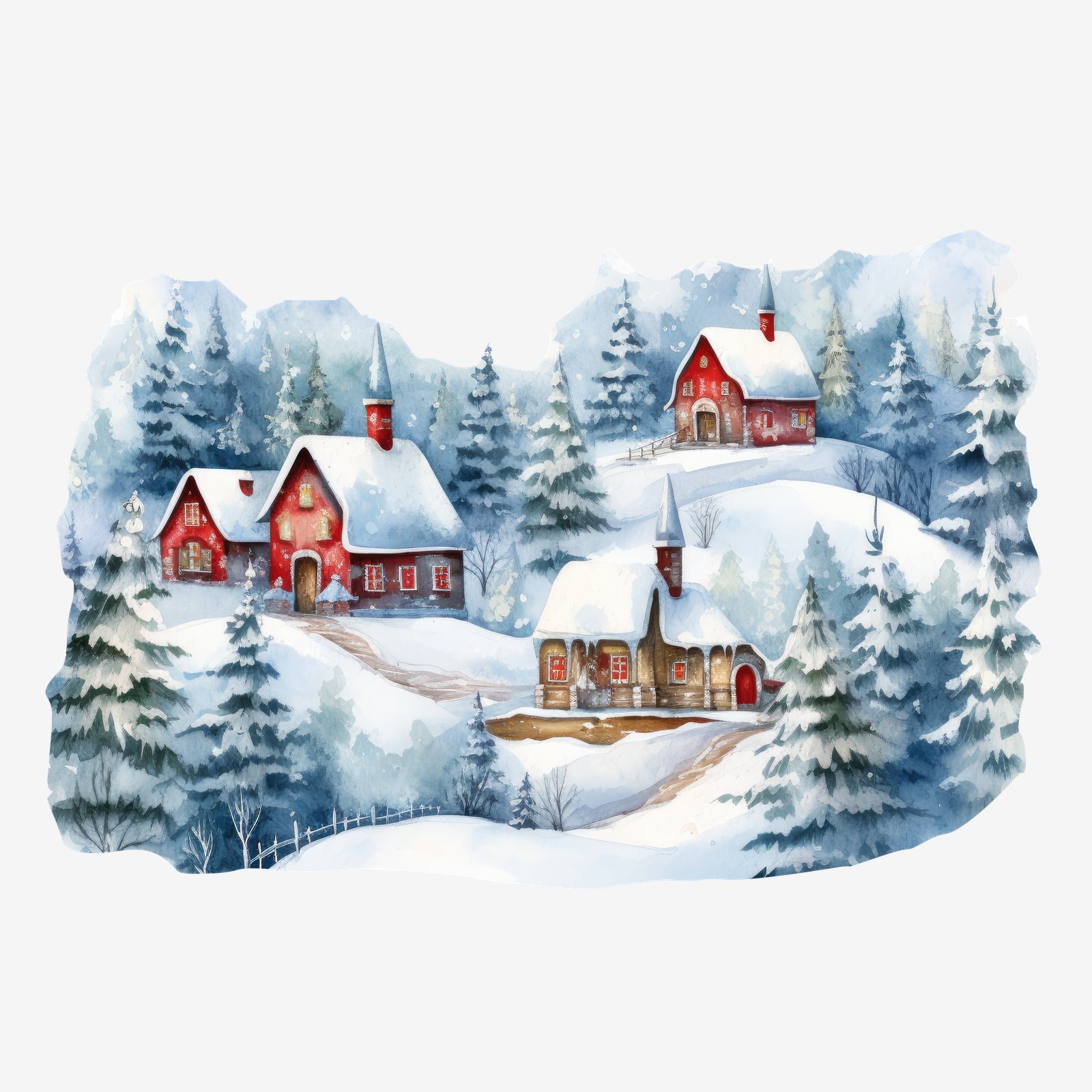 Scenische Kerststicker Winterdorp