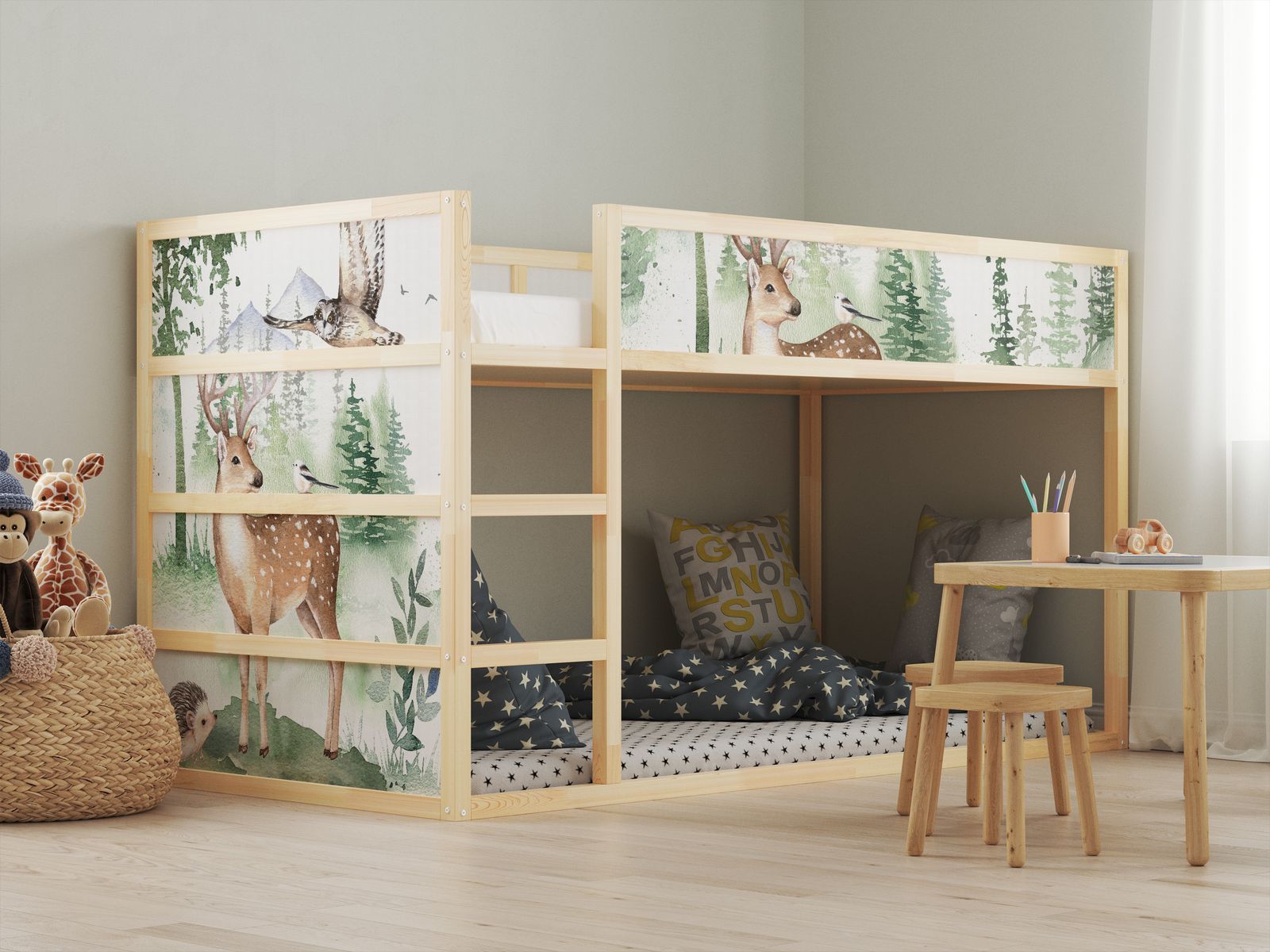 Zelfklevende Stickers – voor Ikea KURA bed / - Sticker - Bosdier
