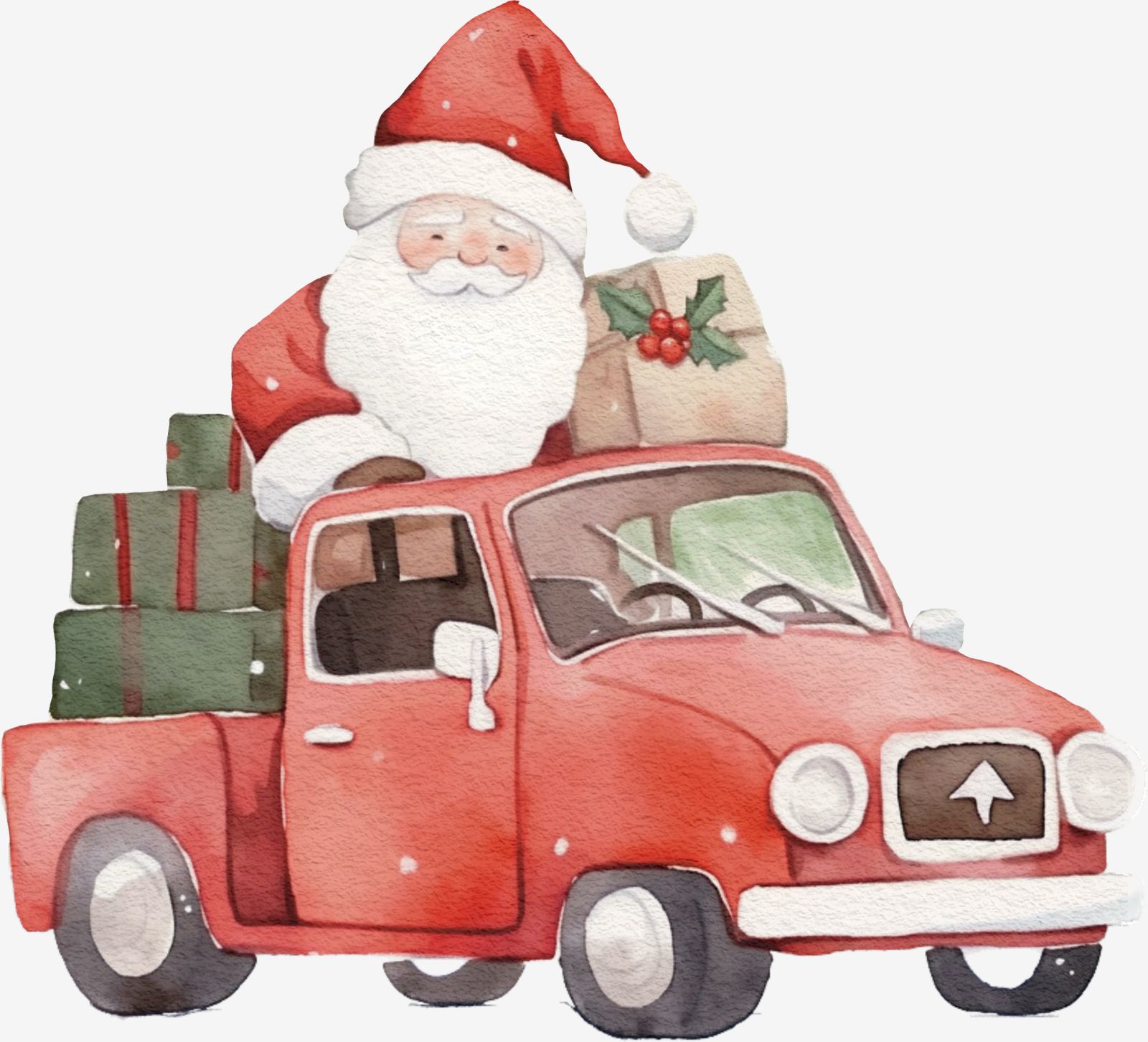 Kerstman op Rode Vrachtwagen Sticker