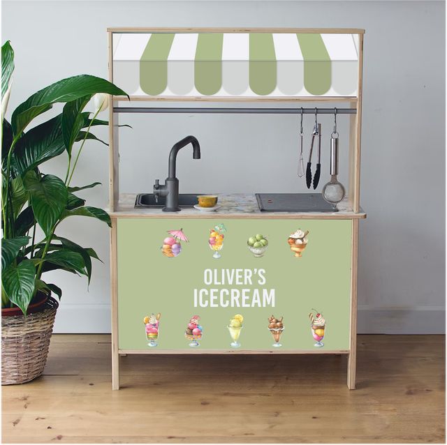 Zelfklevende stickers voor Ikea Duktig – persoonlijke stickers voor speelkeukens – IJssalon