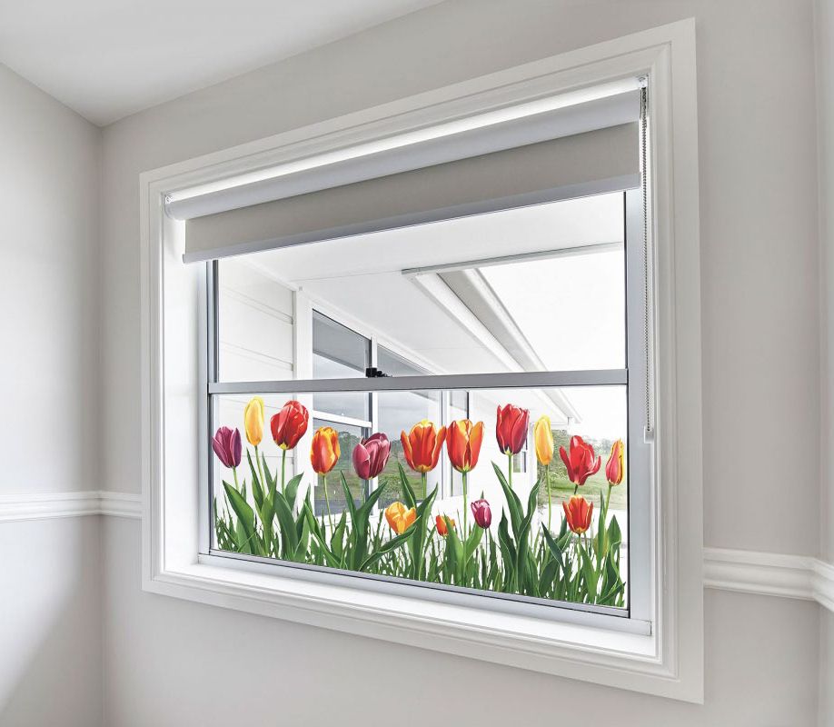 Muursticker - Tulpenuitzicht
