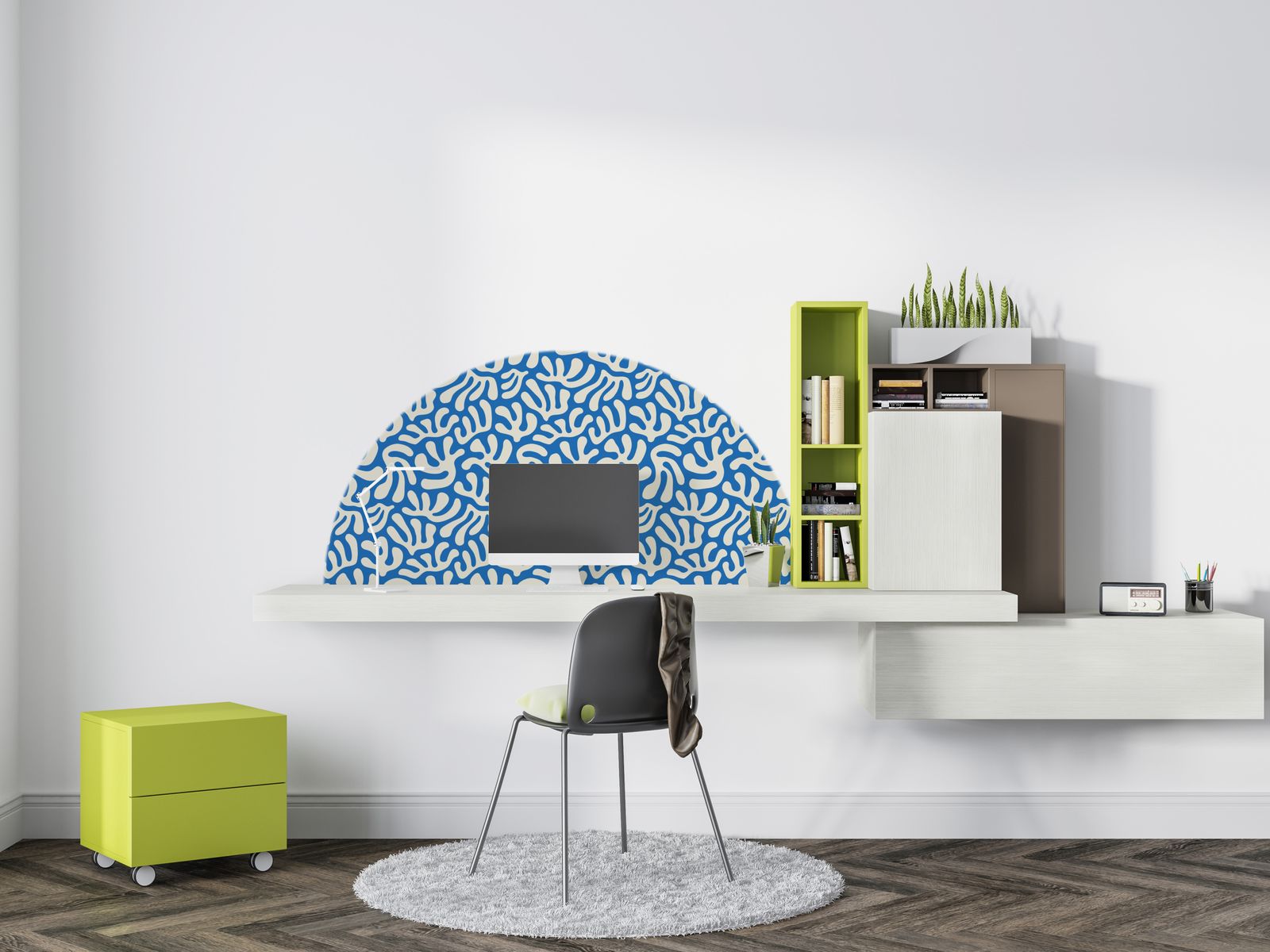 Muursticker - Blauw Abstract Ontwerp