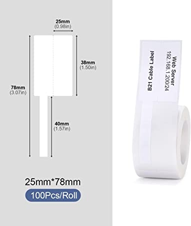 NIIMBOT Kabellabel voor B21/B3s 25x78 mm 100 stuks / Wit