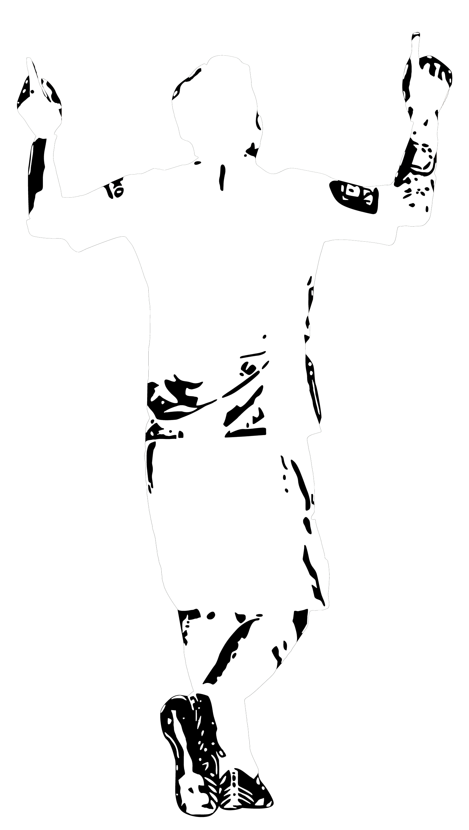 Wallstickers - Football Player / Personalised Name and Number-New-White with Black Contour-S (32x57cm)