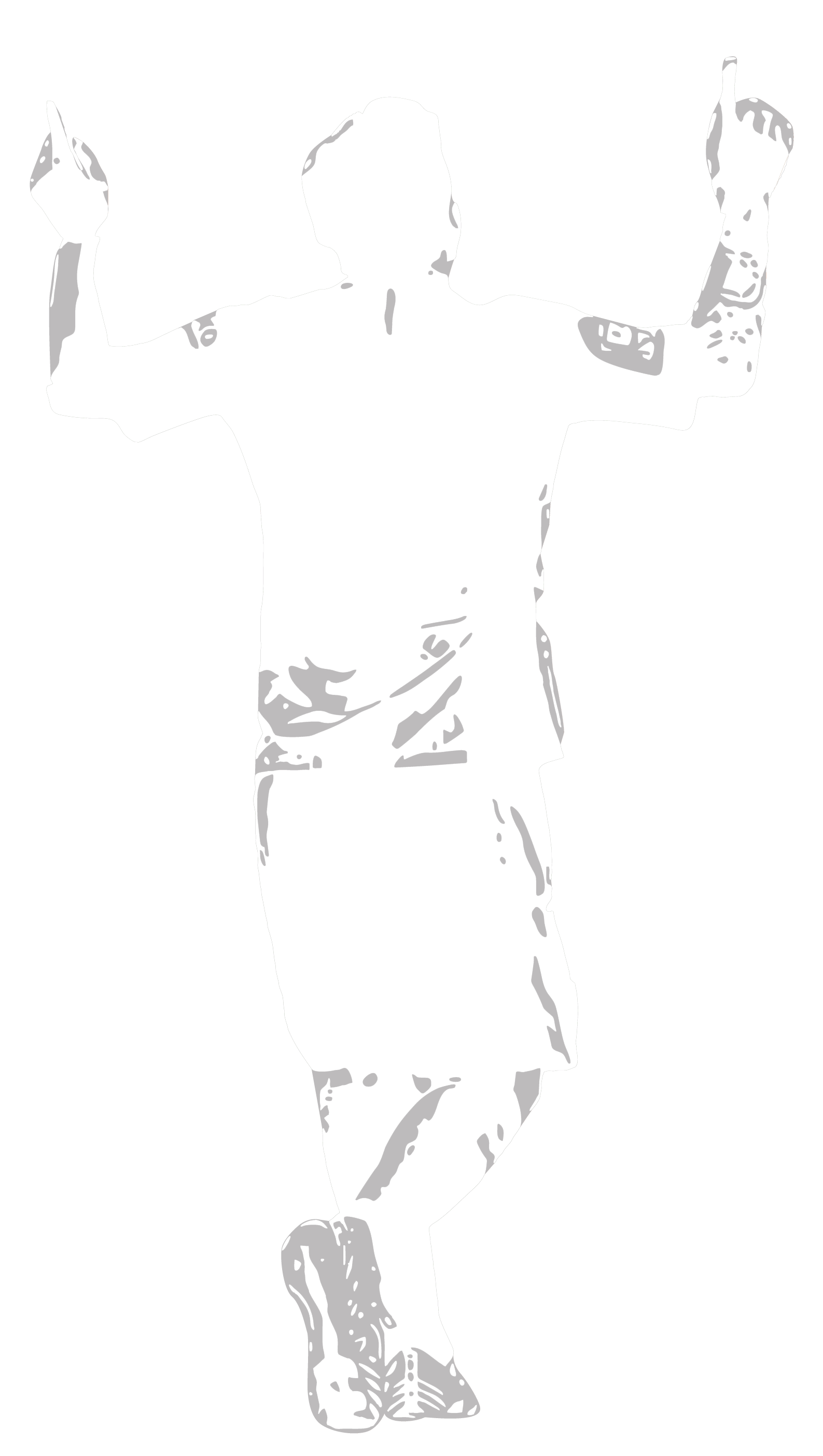 Wallstickers - Football Player / Personalised Name and Number-New-White with Gray Contour-S (32x57cm)