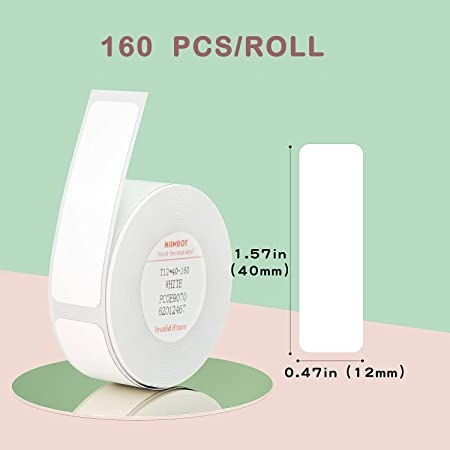 NIIMBOT Etiketten Stickers D Serie 12 x 40mm / 160 stuks / Wit