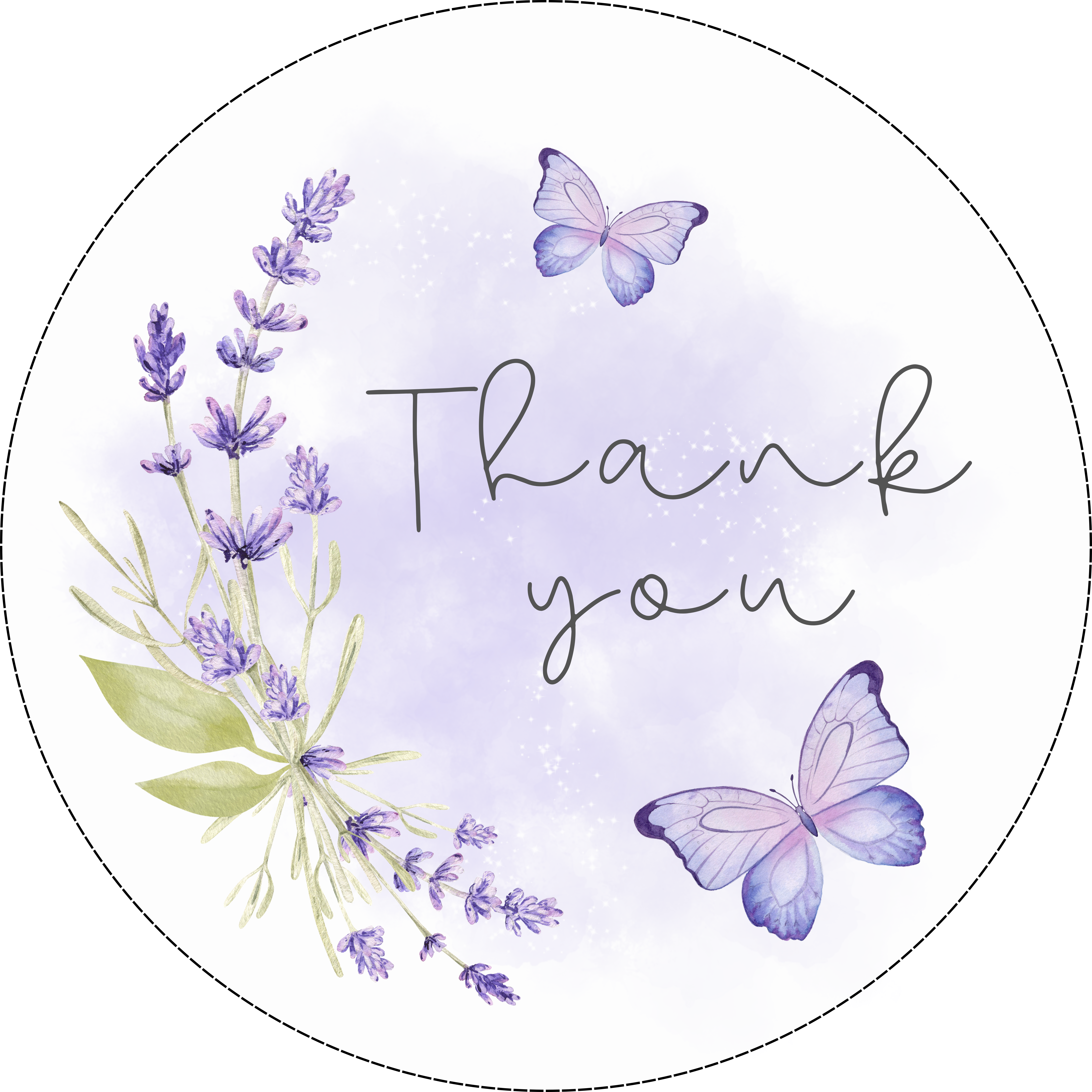 Cirkel Label - Persoonlijke Sticker - Lavendel Geluk Vlinder