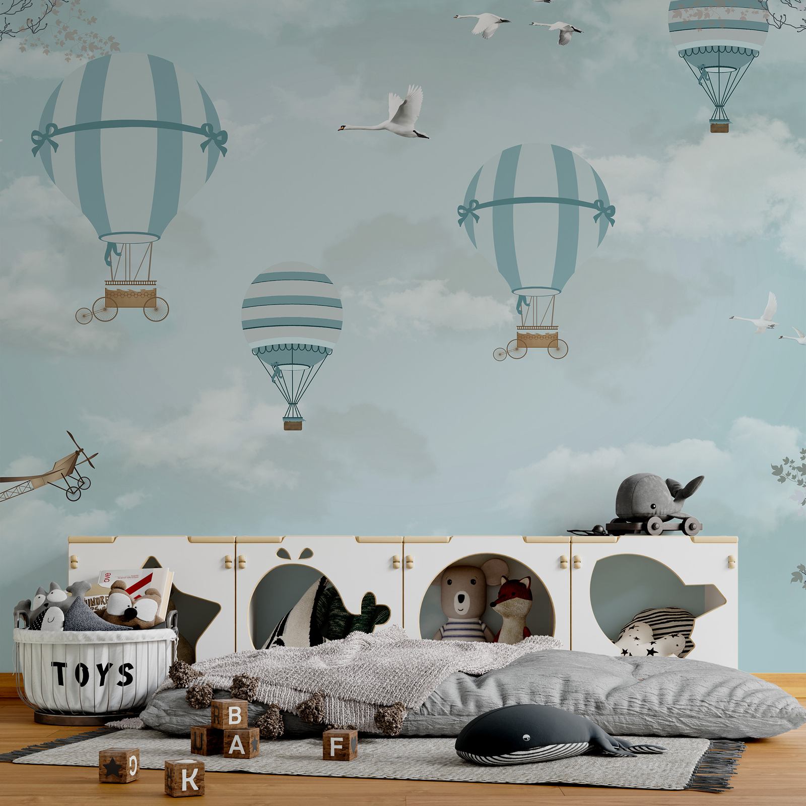 Behang - Heteluchtballon Lucht