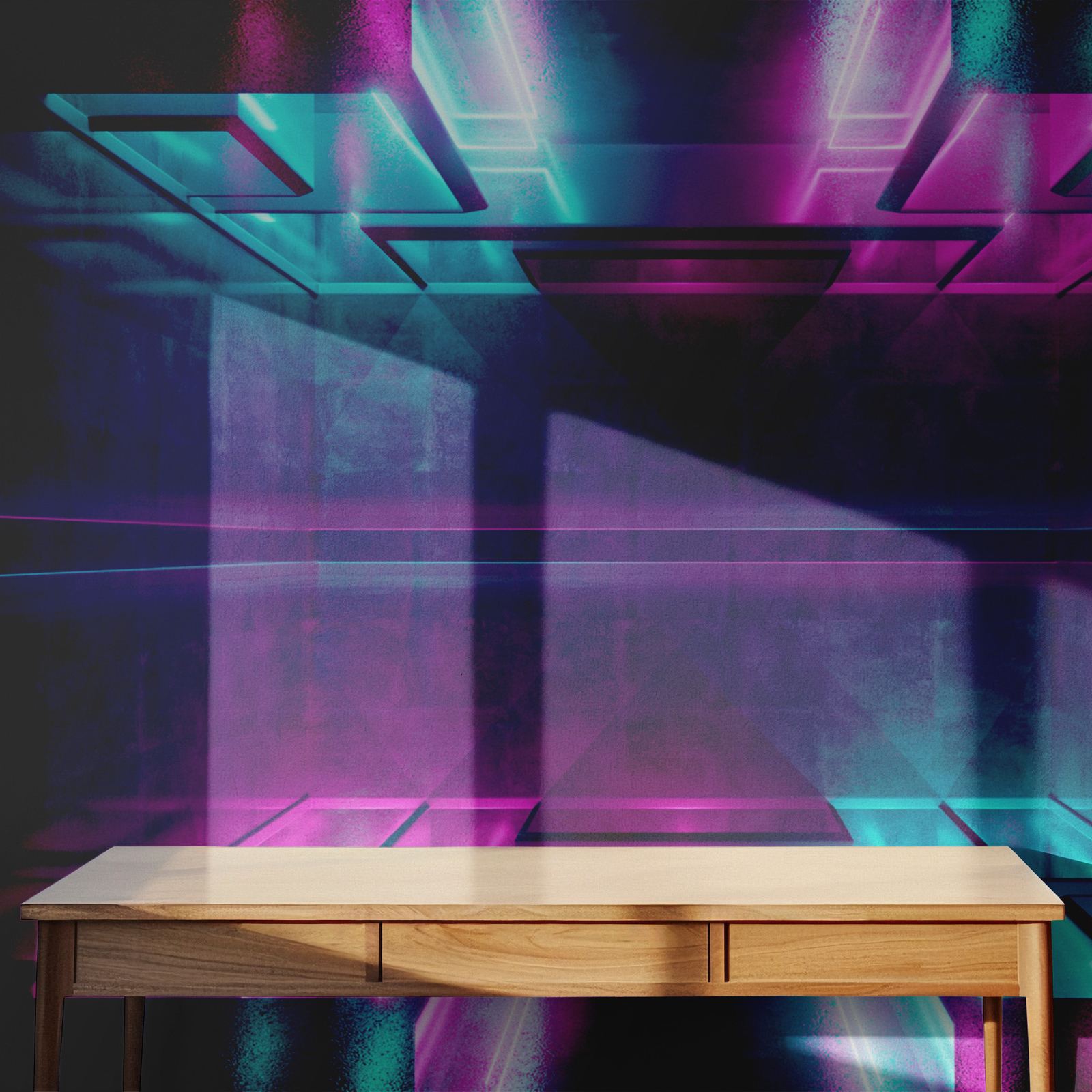 Behang - Neongeometrische Illusie