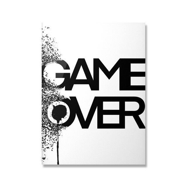 Poster - GAME OVER / Zwart en Wit